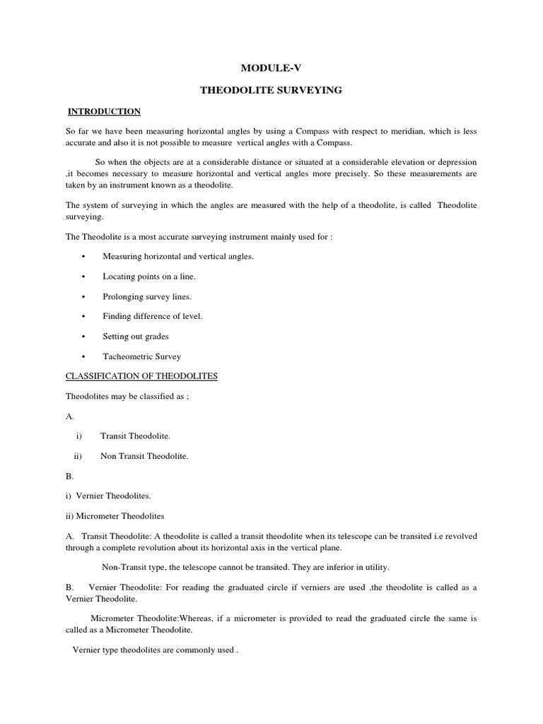 Theodolite PDF Surveying Angle