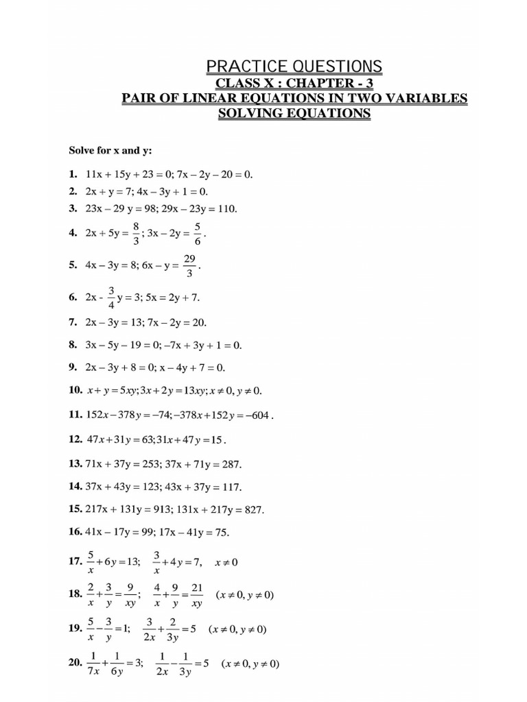 Maths CH - 3 Assignment STD 10 | PDF