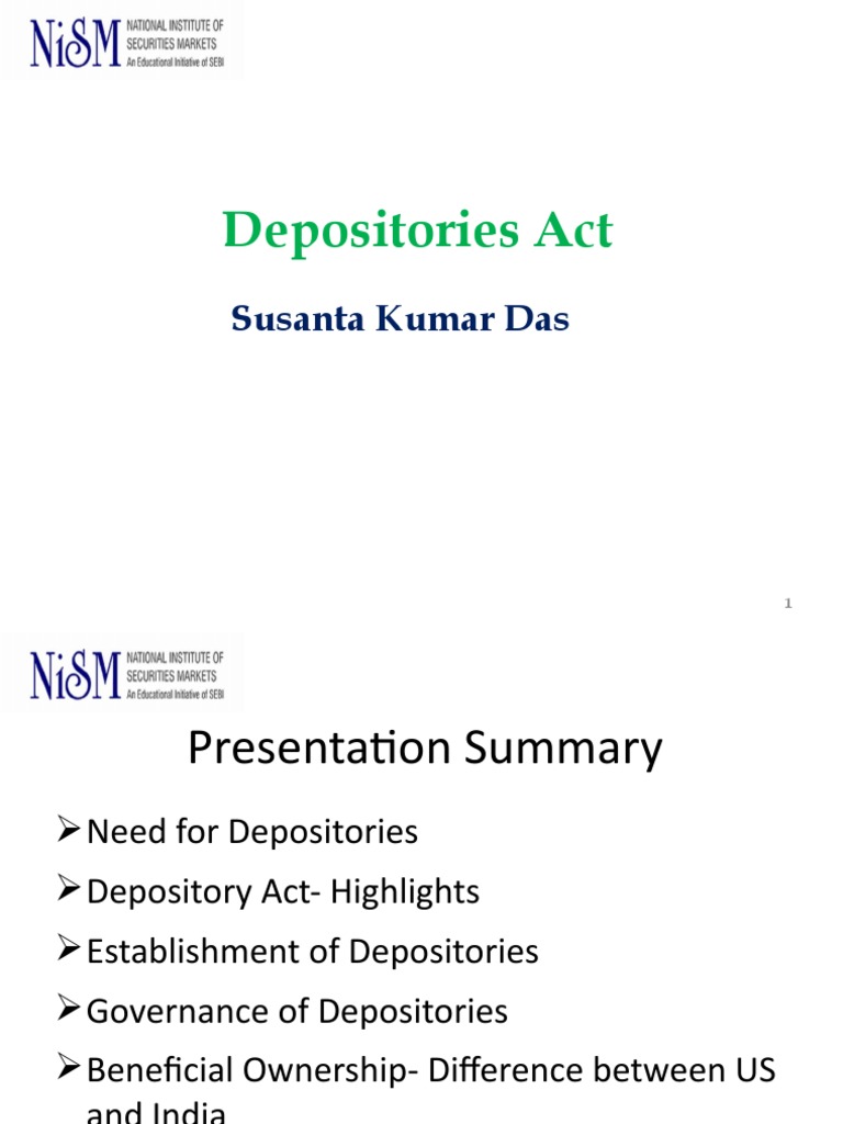 Overview of Securities in Depositories | PDF | Securities (Finance ...