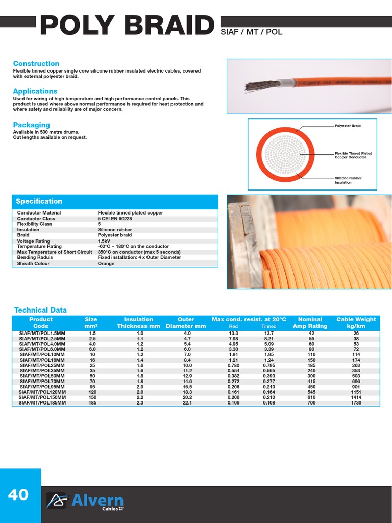 Poly Braid Cable Specifications | PDF | Electrical Wiring | Insulator ...