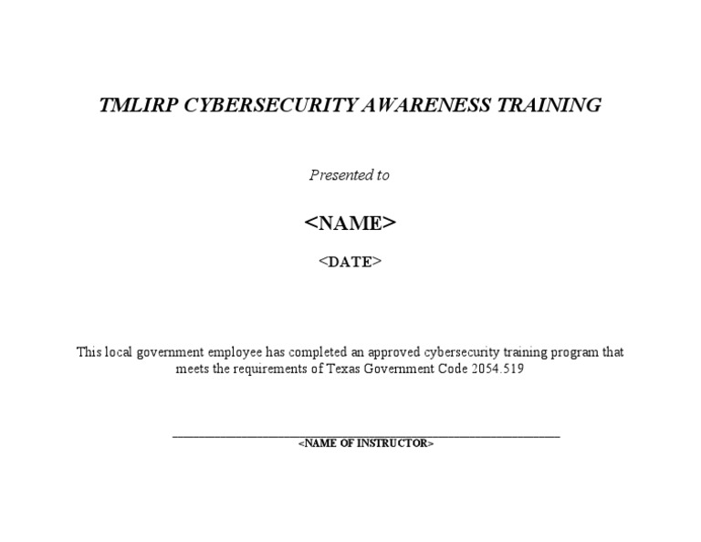 Cybersecurity Awareness Training Certificate | PDF