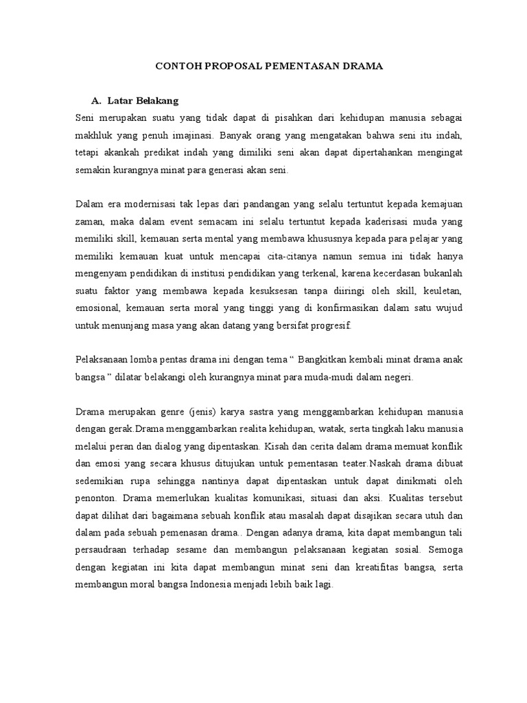 Contoh Proposal Pementasan Drama | PDF