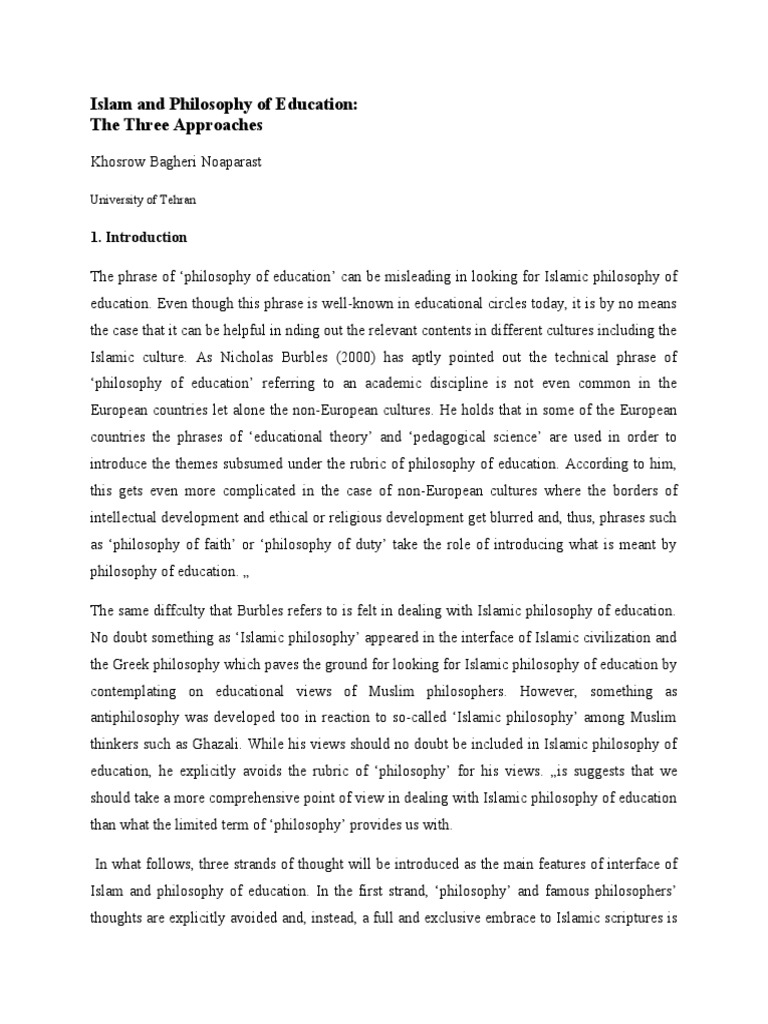 Islam and Philosophy of Education | PDF | Islamic Philosophy | Knowledge