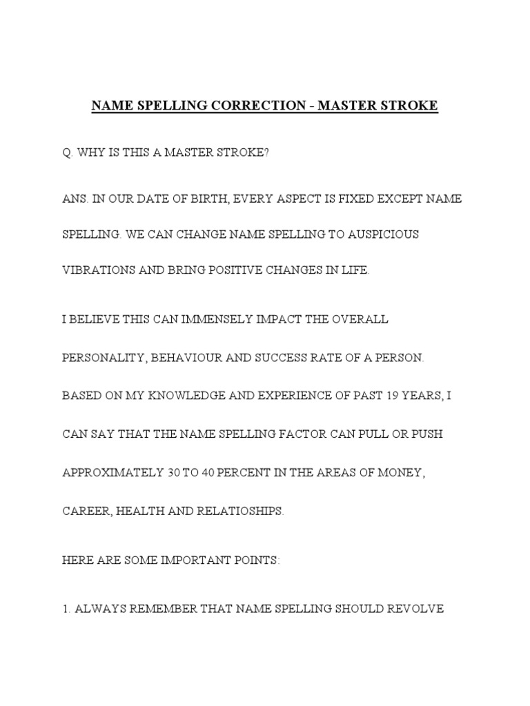 NAME SPELLING CORRECTION PDF