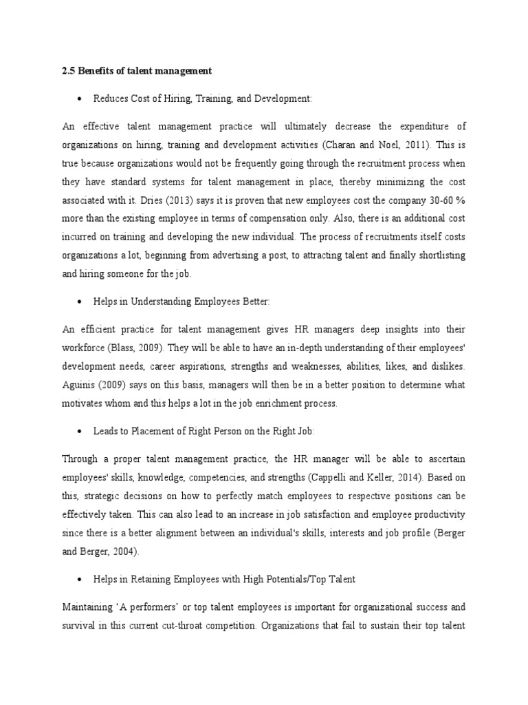 Talent Management Benefits | PDF | Talent Management | Employment