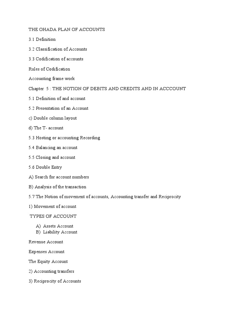 The ohada plan of accounts pdf