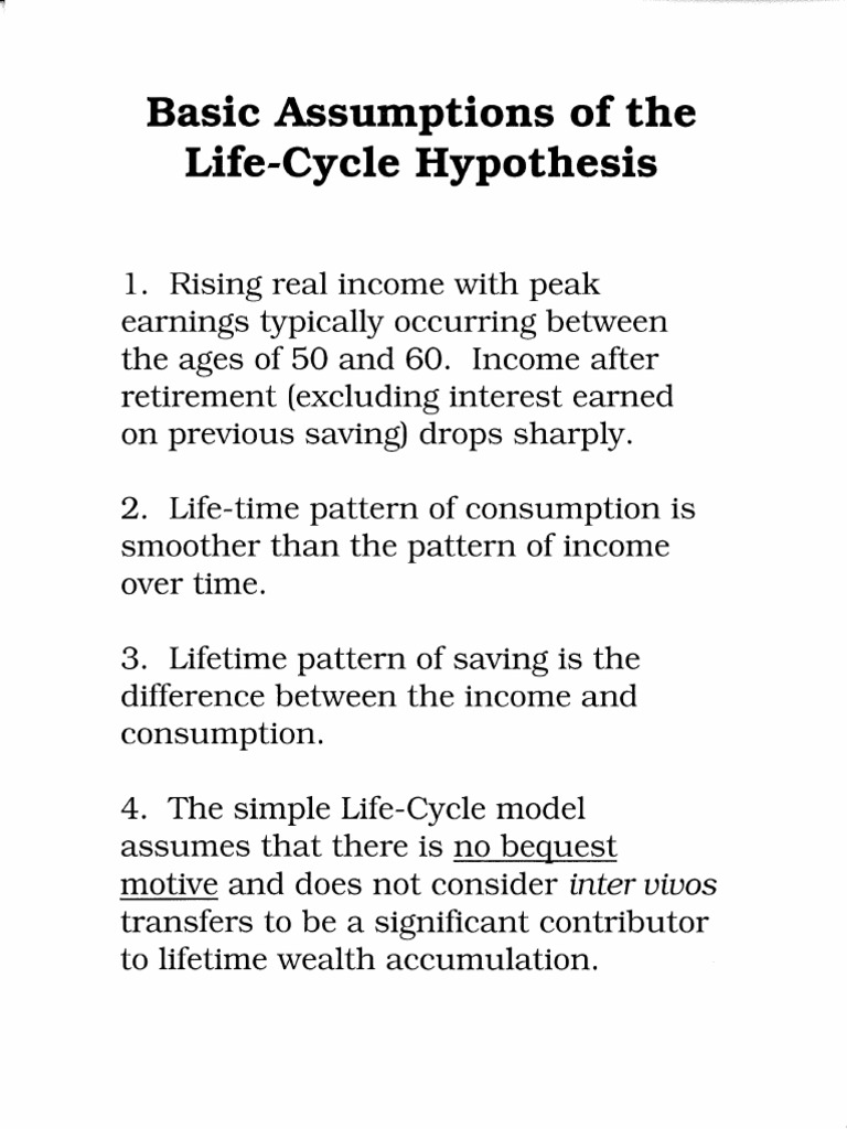 write a short note on life cycle hypothesis