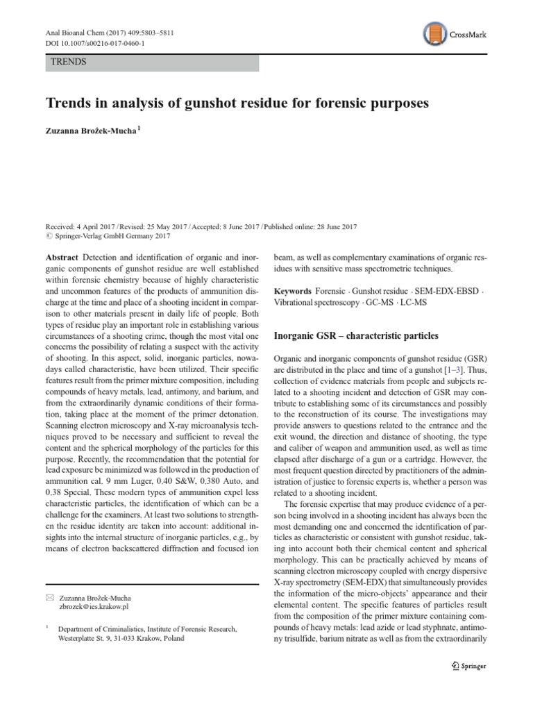 Trends in Analysis of Gunshot Residue For Forensic Purposes PDF