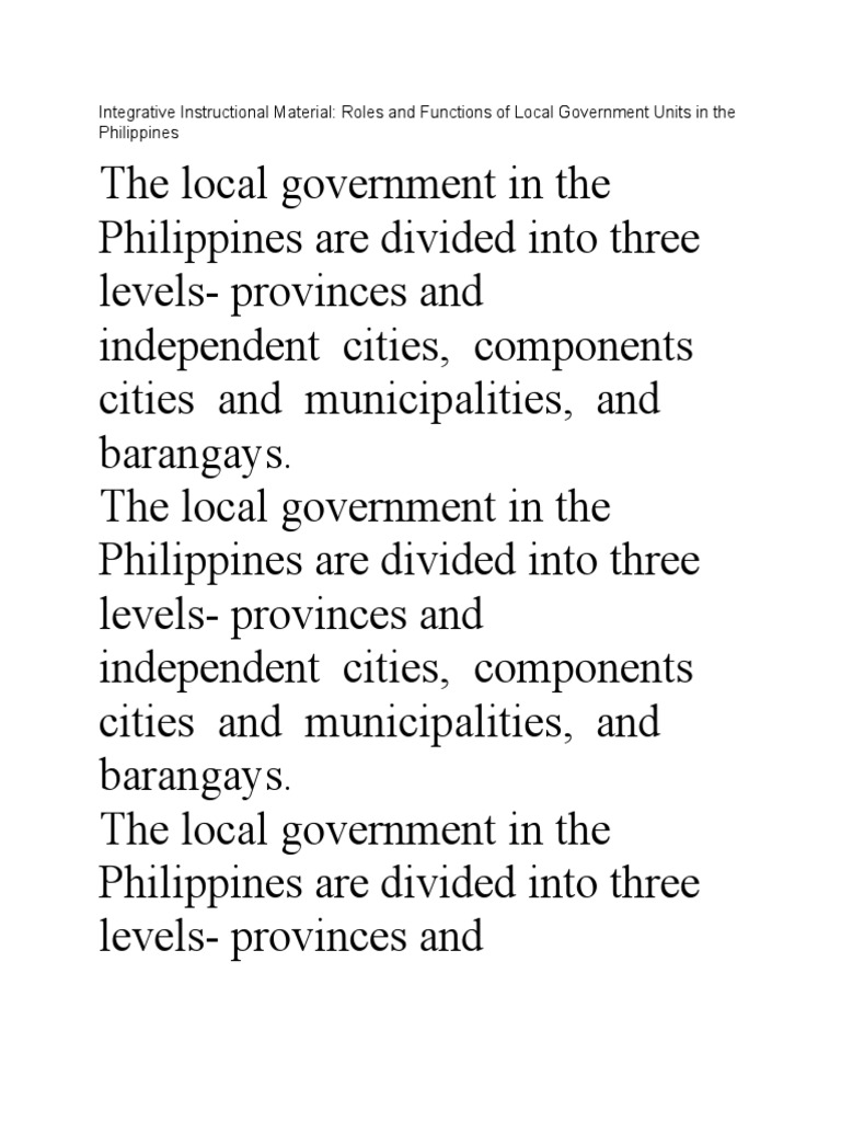 Roles of Local Government in the Philippines | PDF | Government