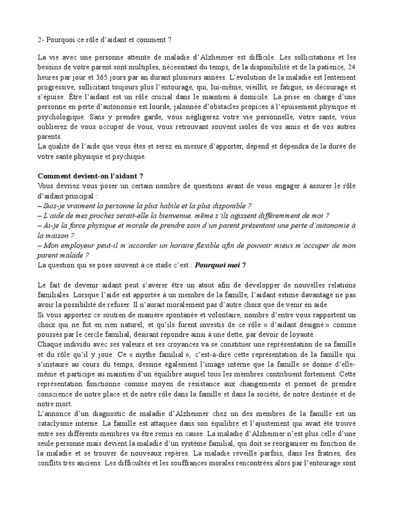 Rôle et défis de l'aidant Alzheimer | PDF | Maladie d'Alzheimer | Famille