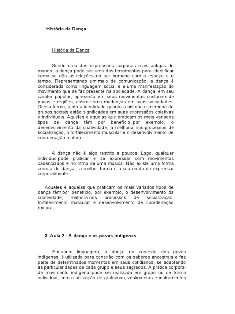 História Da Dança Pdf Danças Sociedade