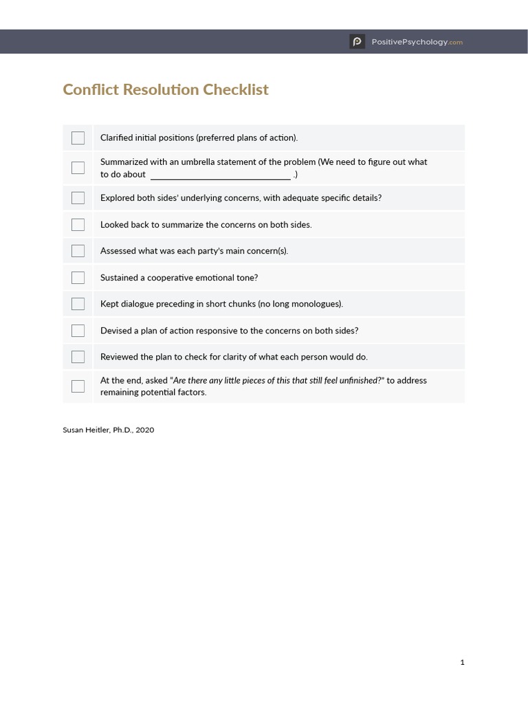 Conflict Resolution Checklist PDF
