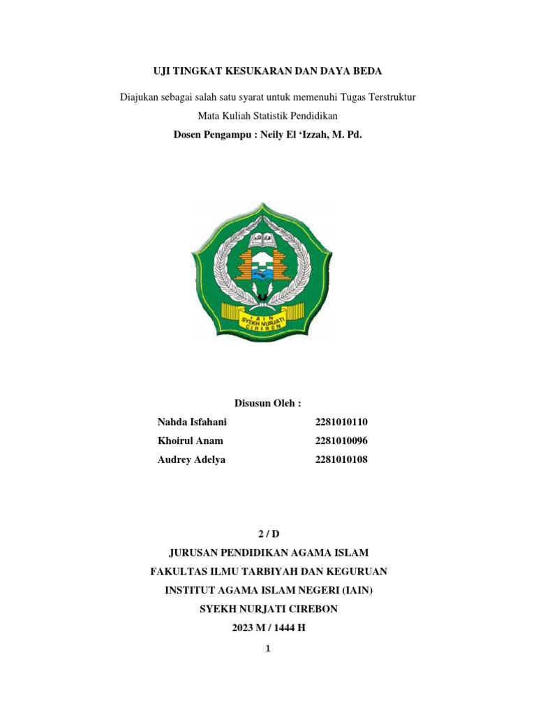 Uji tingkat kesukaran dan daya beda pdf