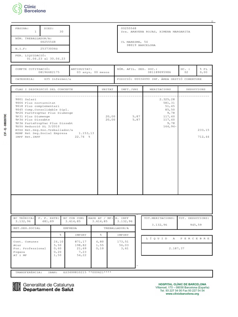 Recibo de Salarios - 30.04.2023 | PDF