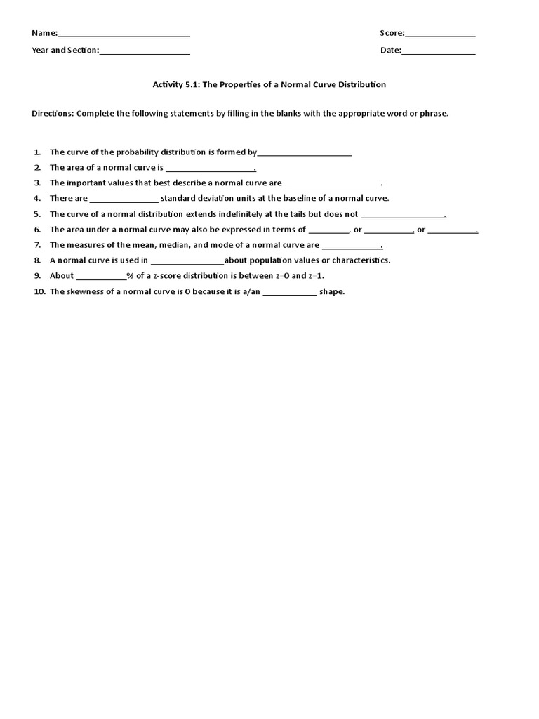 Stat and Probability Activity 5.1 | PDF