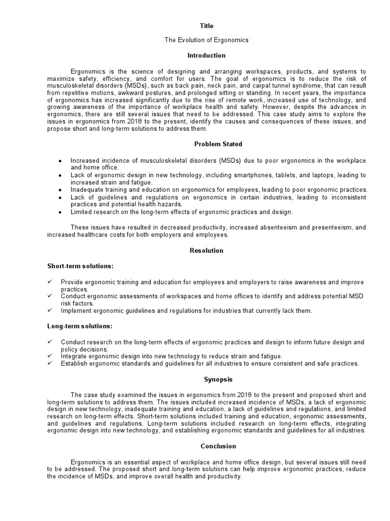 Ergo 2 - Case Study 1 - REALES | PDF | Human Factors And Ergonomics ...