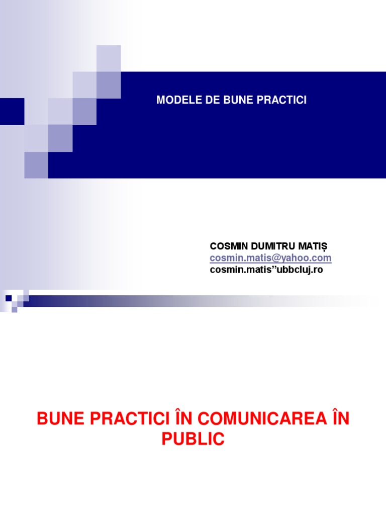 Material - Bune Practici in Comunicarea in Public | PDF