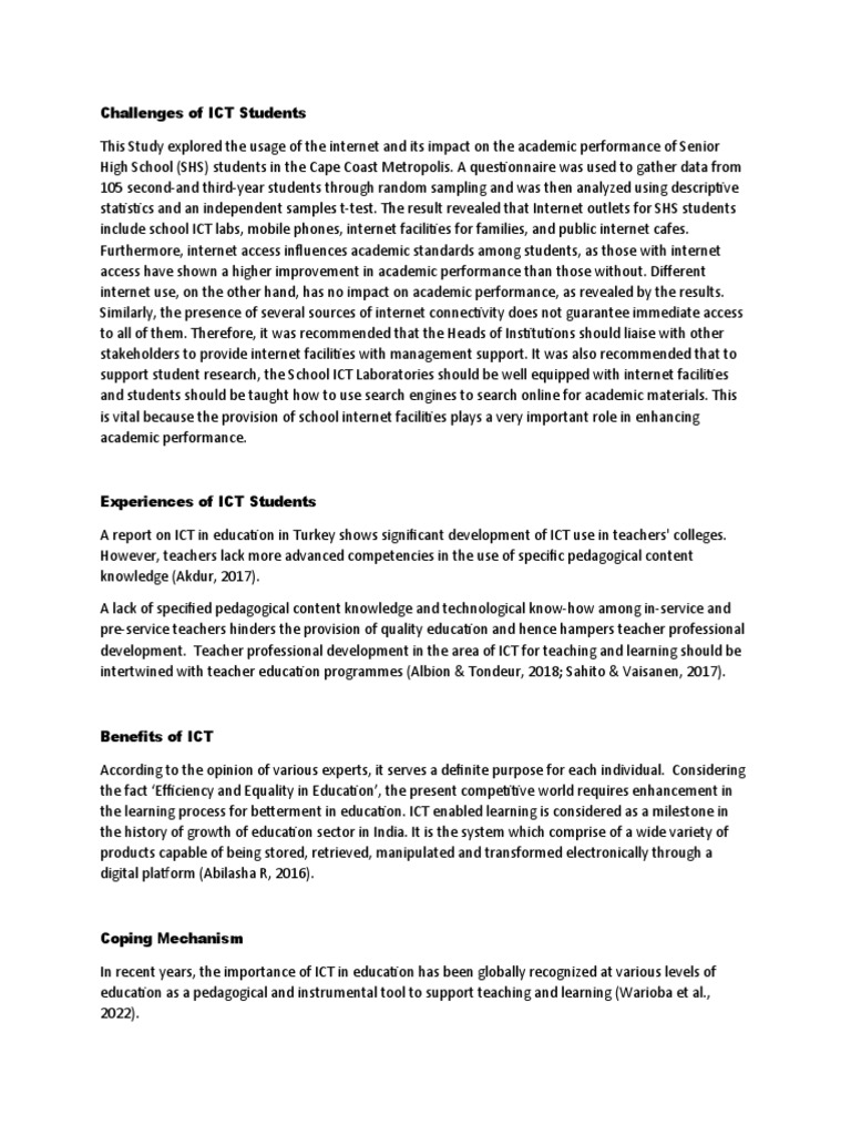ICT Challenges for Senior High Students | PDF | Educational Technology ...