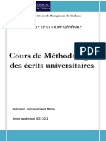 Cours de Methodologie Des Ecrits Universitaires 2021-2022
