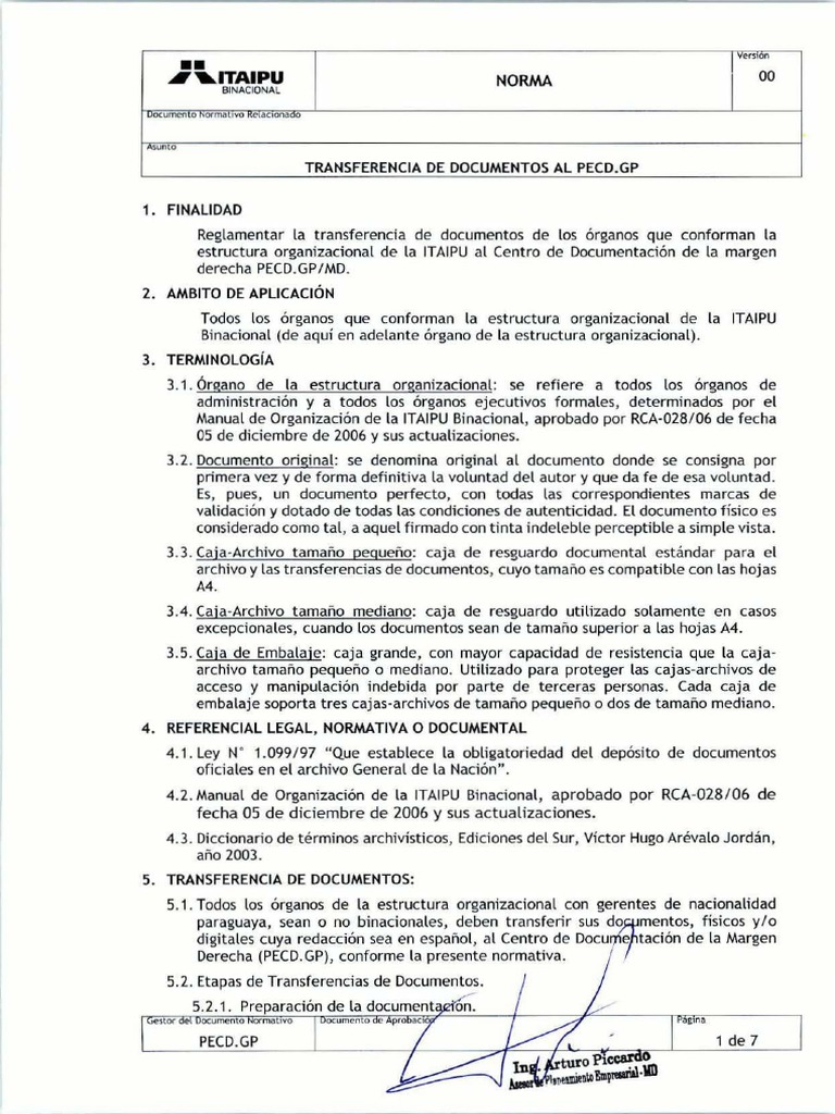 Transferencia de Documentos ITAIPU PECD.GP | PDF