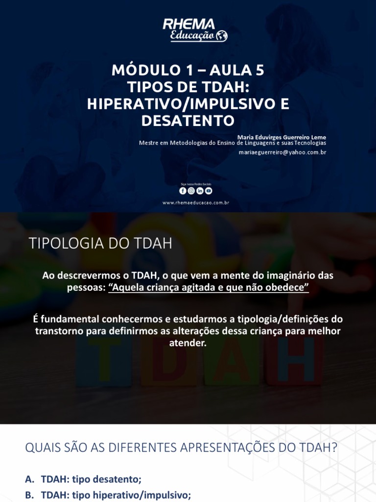 Tdah 30h Slides Aula 4 Pdf Transtorno De Déficit De Atenção E