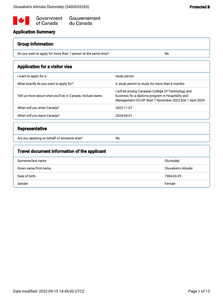 Study Permit Application for Canada | PDF | Passport | Travel Visa