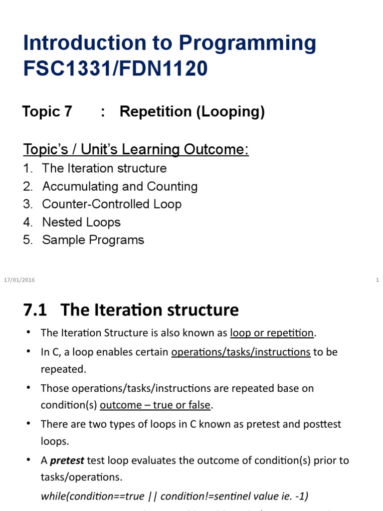 Ch07 Looping | PDF | Control Flow | Computer Science