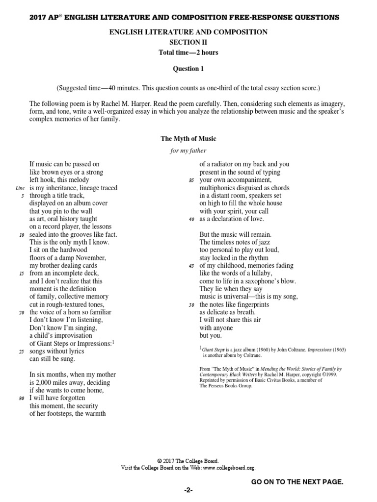 AP Lit 2017 Pg.2 PDF Performing Arts