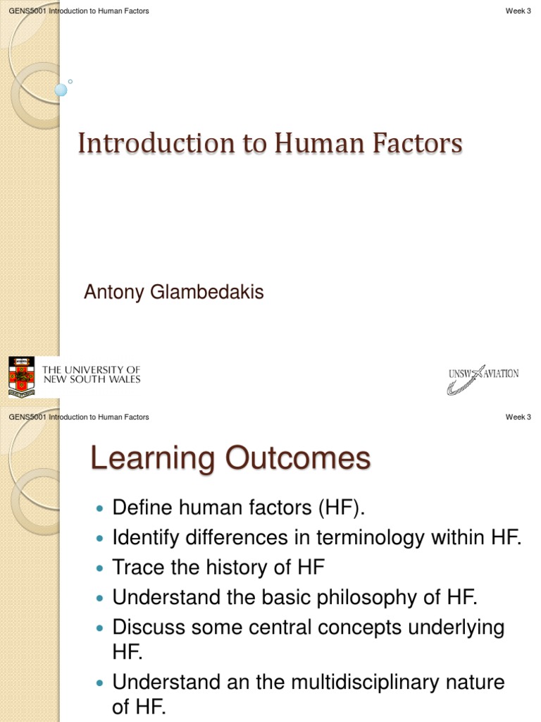 Introduction To Human Factors: Antony Glambedakis | PDF | Human Factors ...