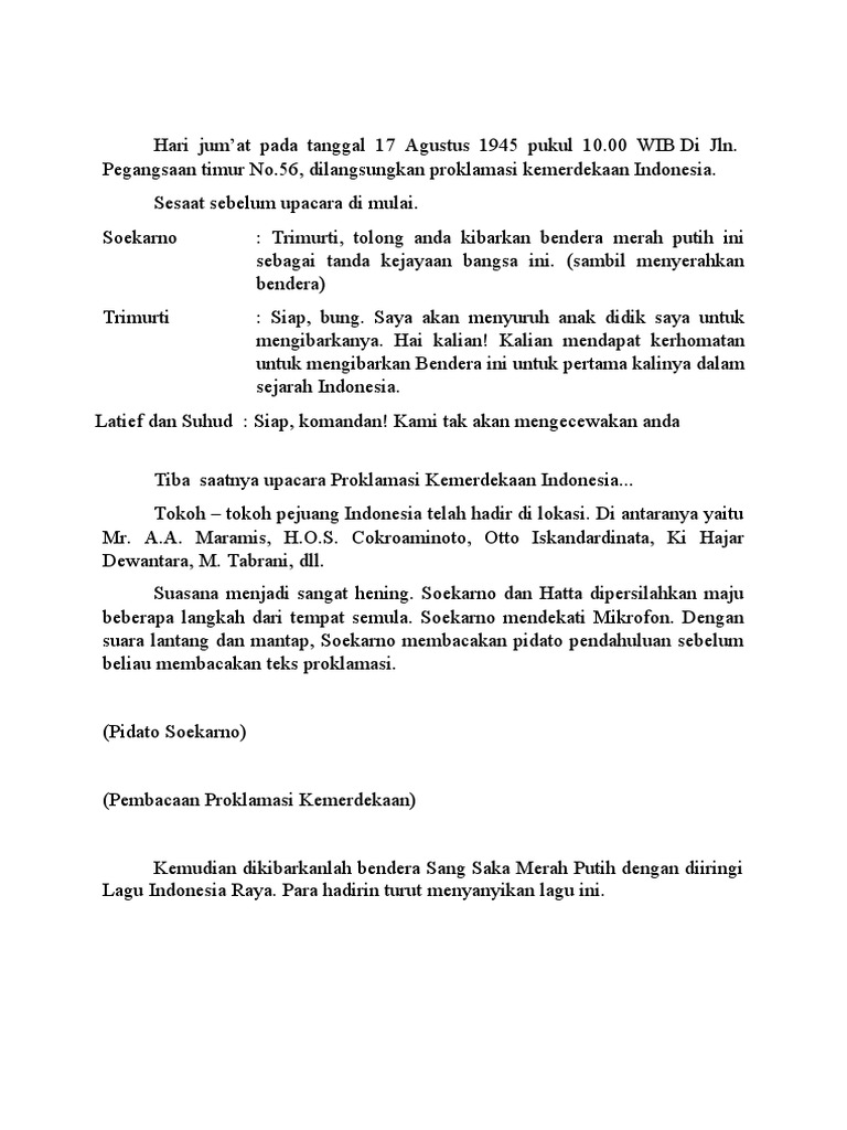 Naskah Drama Peristiwa Proklamasi Kemerdekaan Pdf