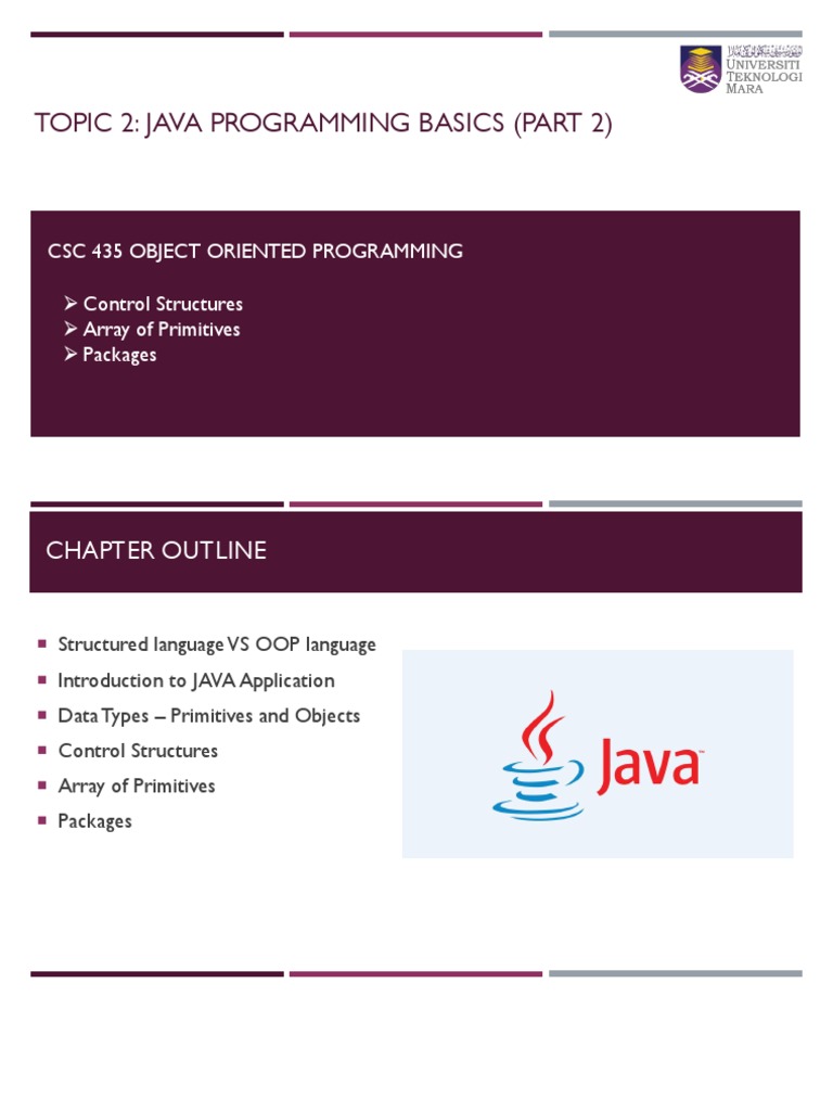 Topic 2 - Java Programming Basics (Part 2) | Download Free PDF ...