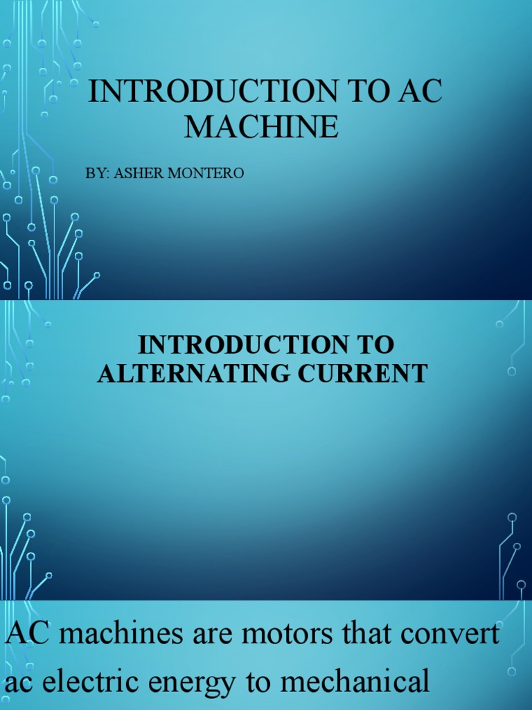 Introduction to Ac Machine PDF Alternating Current Frequency