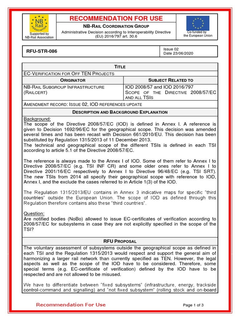 RFU STR 086 Certification outside TEN PDF European Union Public Law