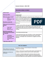 Evaluation Worksheet Keira Prince FMP