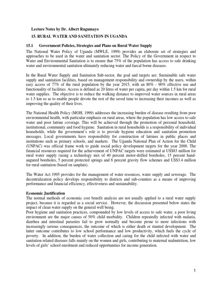 Rural Water and Sanitation in Uganda | PDF | Water Supply | Wash