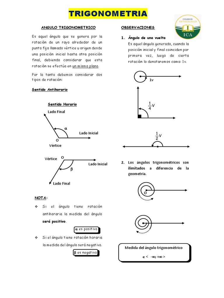 Ejercicios de Ángulos Trigonométricos | PDF | Ángulo | Trigonometría