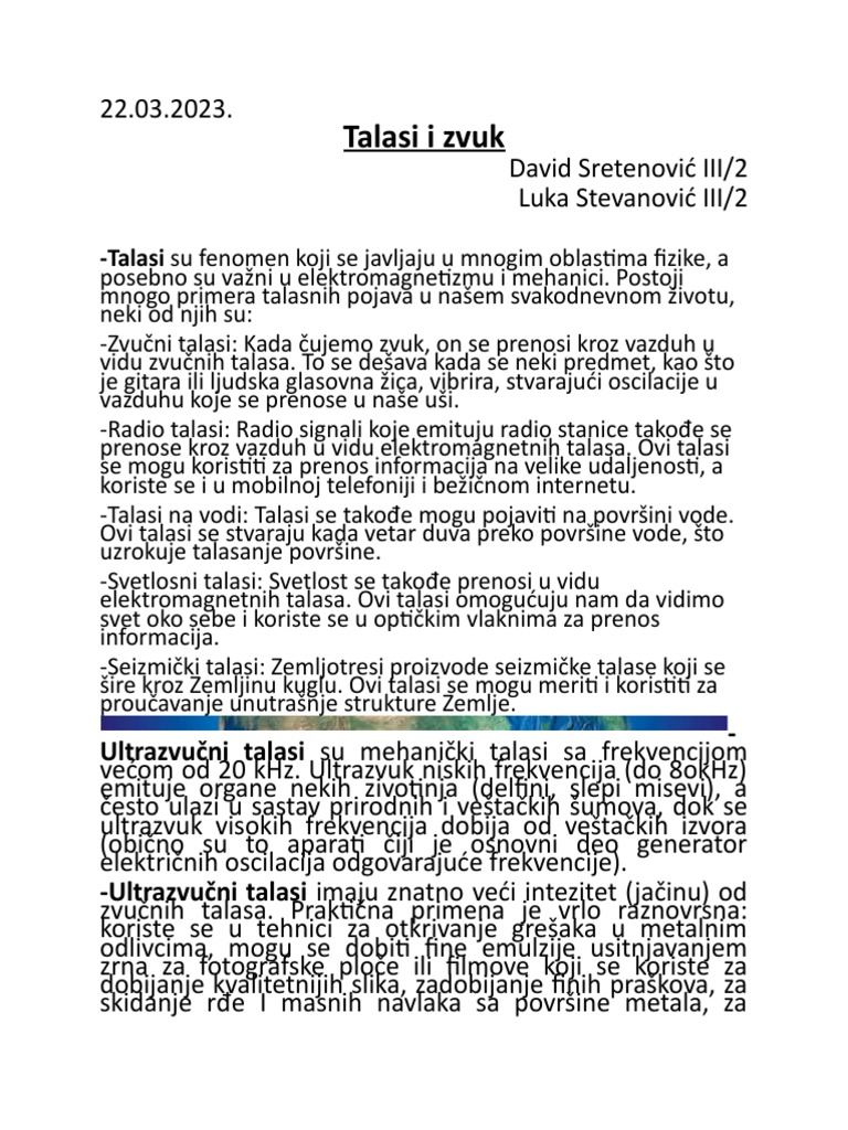 Talasi I Zvuk | PDF