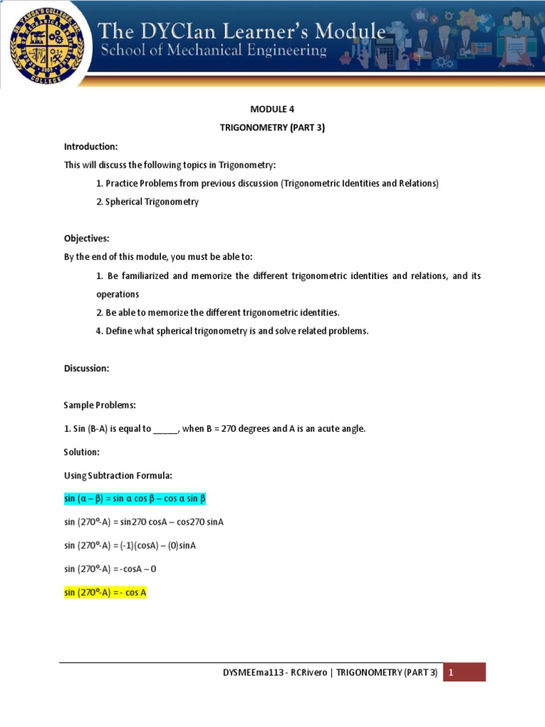Module+5+ +Engg+Math+ +trigonometry+ (Part+3) | PDF | Trigonometric ...