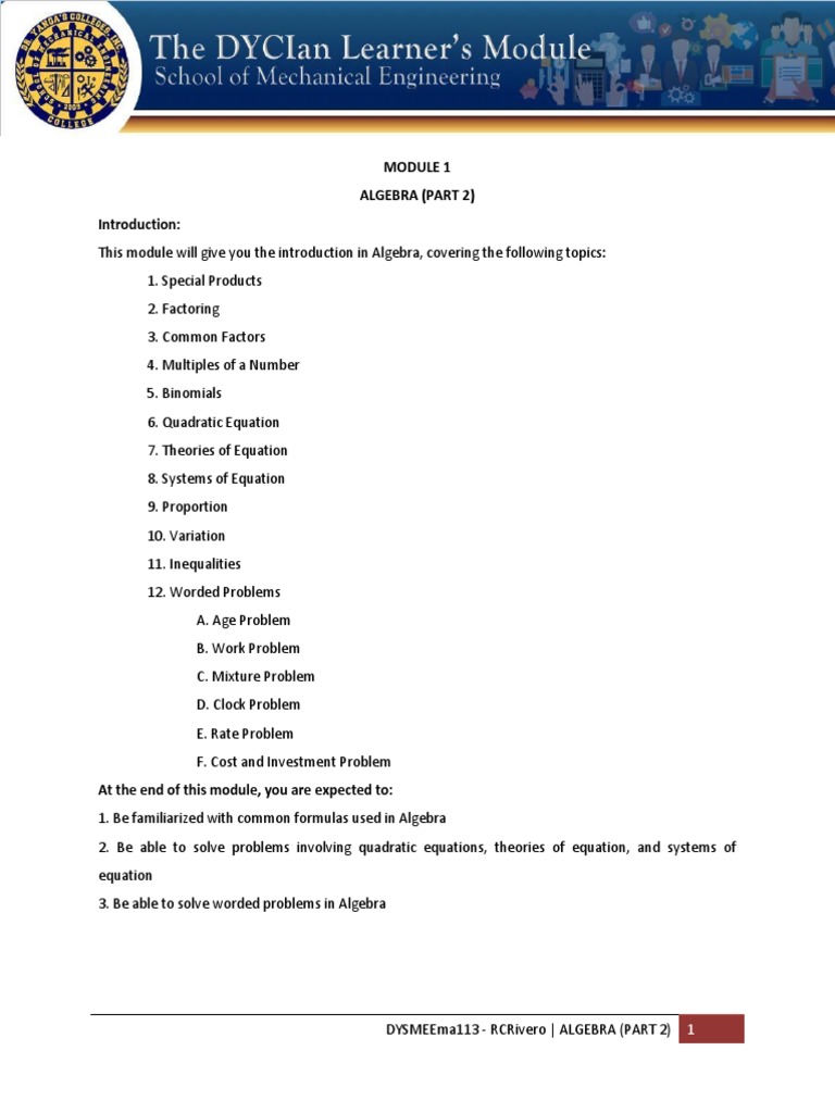 Module+2+ +Engg+Math | PDF | Equations | Quadratic Equation