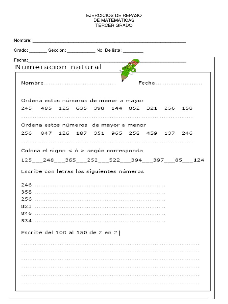 Ejercicios de Matematicas 3° | PDF