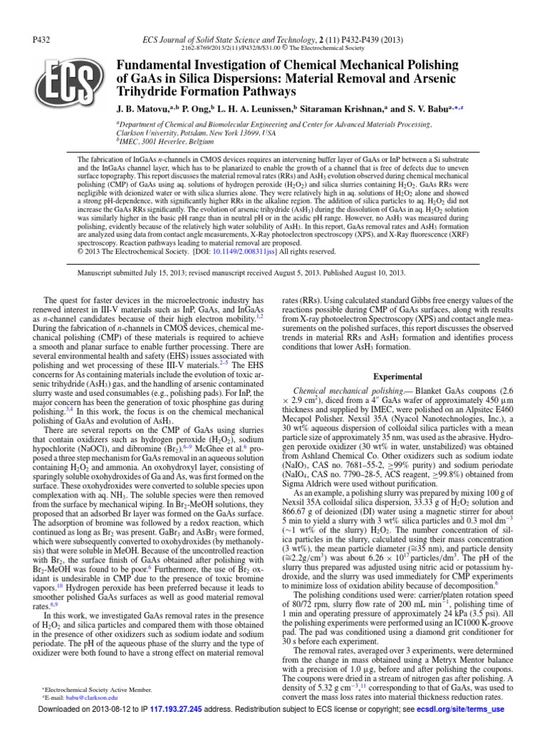 Fundamental Investigation Of Chemical Mechanical Polishing Pdf Ph