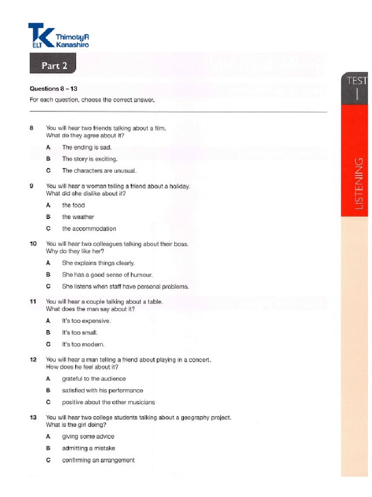 Listening Part 2 Test 1-2 | PDF