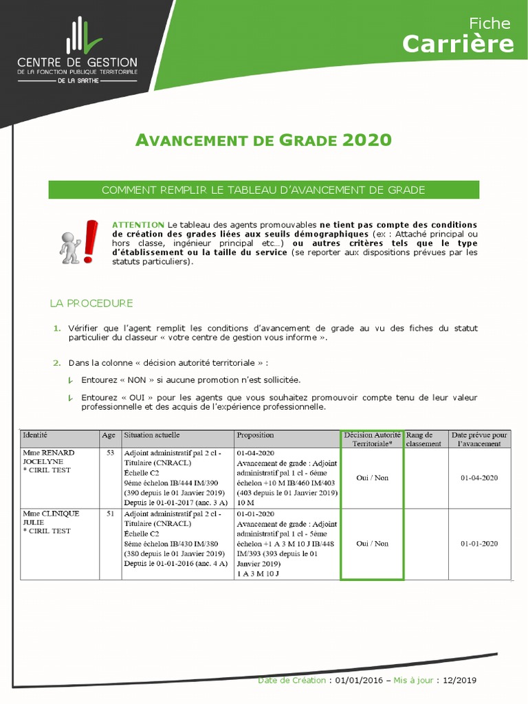 Fiche Tableau Avancement