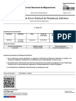 Comprobante de Envío Solicitud de Residencia Definitiva: Servicio Nacional de Migraciones