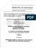 Ordenanza Sobre El Servicio de Aseo Urbano Domiciliario