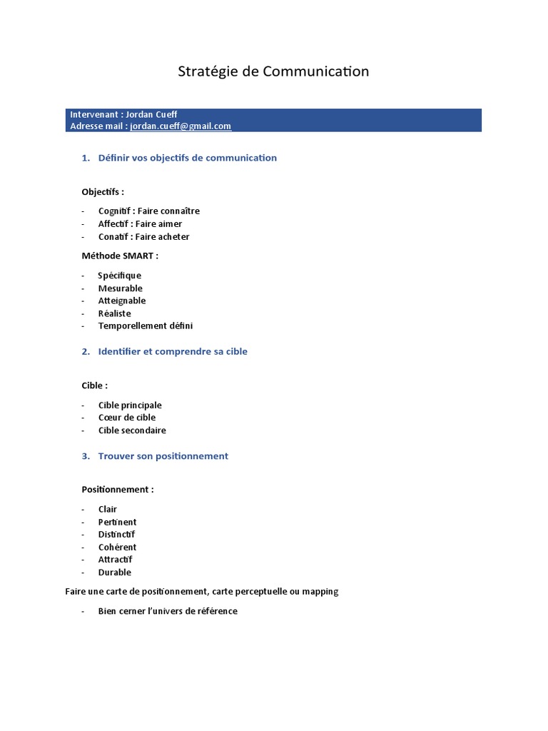Stratégie de Communication Efficace | PDF
