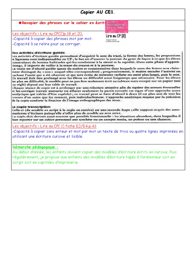Lire Au CP Copier Un Texte 25453 PDF