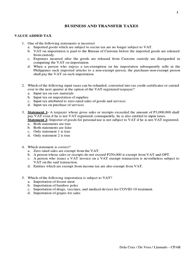Vat Theory Problem Pdf Value Added Tax Taxes