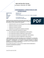 Certificado de Mantenimiento y Operatividad de Aire Acondicionado Hyo