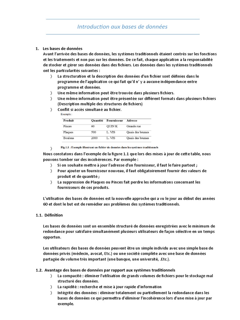 Introduction aux bases de données et SGBD | PDF